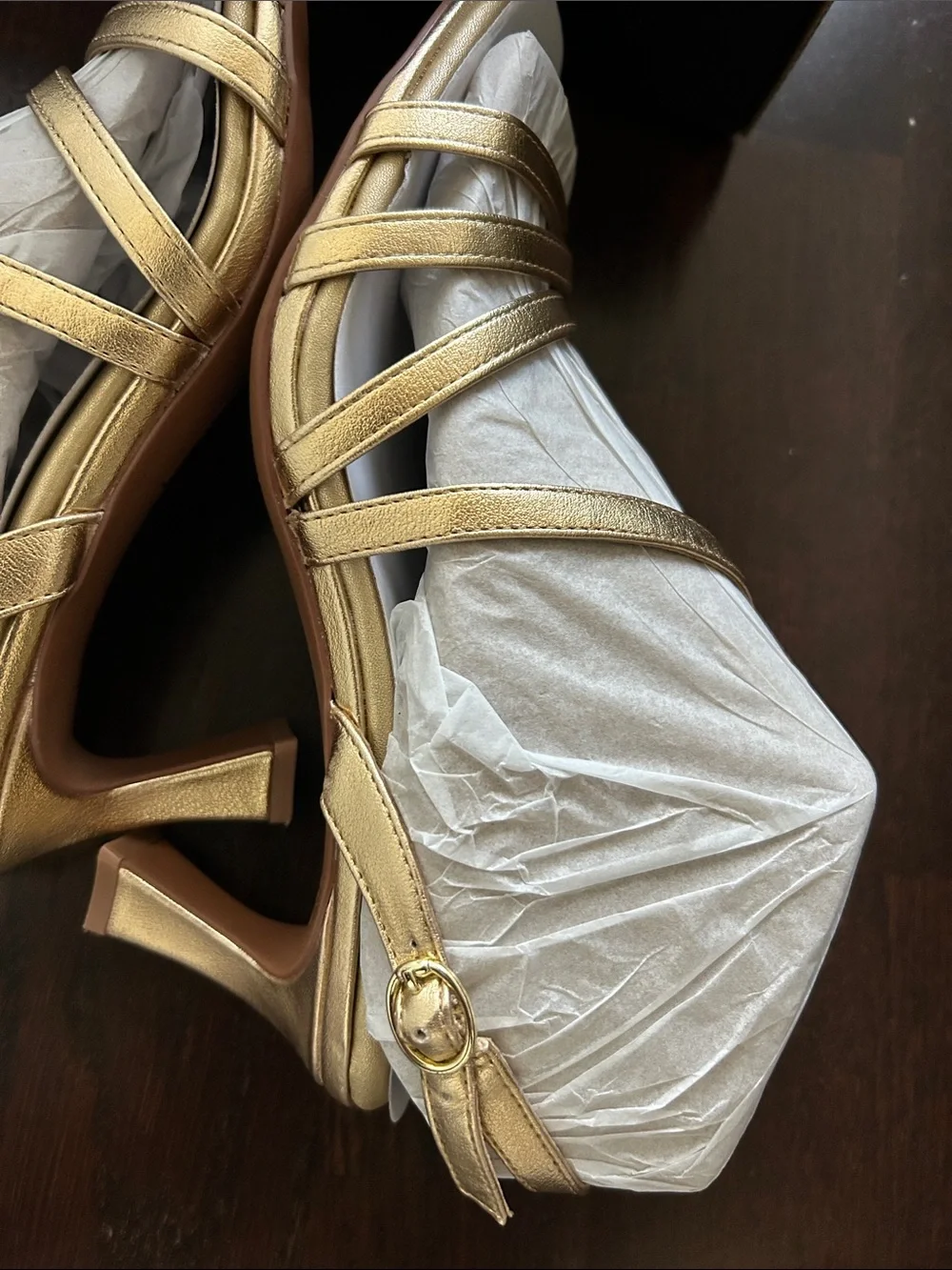 Naturalizer Women’s Gold Heel Galaxy Strappy Sandal 7.5 $90